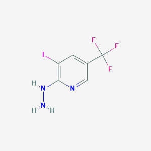 molecular formula C6H5F3IN3 B12966372 2-Hydrazinyl-3-iodo-5-(trifluoromethyl)pyridine 