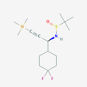 molecular formula C16H29F2NOSSi B12966404 (S)-N-((S)-1-(4,4-Difluorocyclohexyl)-3-(trimethylsilyl)prop-2-yn-1-yl)-2-methylpropane-2-sulfinamide 