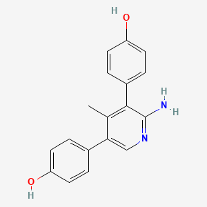 molecular formula C18H16N2O2 B12966523 4,4'-(2-Amino-4-methylpyridine-3,5-diyl)diphenol 