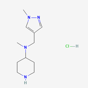 molecular formula C11H21ClN4 B12966555 N-Methyl-N-((1-methyl-1H-pyrazol-4-yl)methyl)piperidin-4-amine hydrochloride 