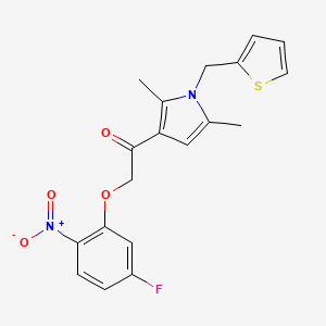 1-(2,5-Dimethyl-1-(thiophen-2-ylmethyl)-1H-pyrrol-3-yl)-2-(5-fluoro-2-nitrophenoxy)ethan-1-one