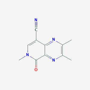 molecular formula C11H10N4O B12966751 2,3,6-Trimethyl-5-oxo-5,6-dihydropyrido[3,4-b]pyrazine-8-carbonitrile 