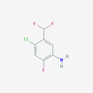 molecular formula C7H5ClF3N B12966767 4-Chloro-5-(difluoromethyl)-2-fluoroaniline 