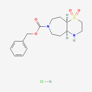 molecular formula C16H23ClN2O4S B12966784 (4aS,9aR)-benzyl octahydro-[1,4]thiazino[2,3-d]azepine-7(8H)-carboxylate 1,1-dioxide hydrochloride 