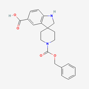 molecular formula C21H22N2O4 B12966845 1'-((Benzyloxy)carbonyl)spiro[indoline-3,4'-piperidine]-5-carboxylic acid 