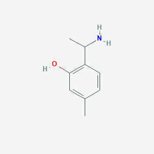 molecular formula C9H13NO B12966941 2-(1-Aminoethyl)-5-methylphenol 