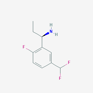 molecular formula C10H12F3N B12966982 (R)-1-(5-(Difluoromethyl)-2-fluorophenyl)propan-1-amine 