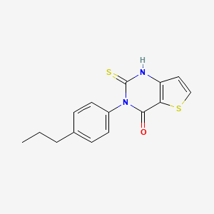 molecular formula C15H14N2OS2 B12967069 Thieno[3,2-d]pyrimidin-4(1H)-one, 2,3-dihydro-3-(4-propylphenyl)-2-thioxo- 