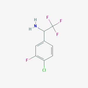 molecular formula C8H6ClF4N B12967189 1-(4-Chloro-3-fluorophenyl)-2,2,2-trifluoroethanamine 