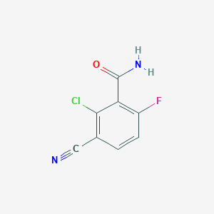 molecular formula C8H4ClFN2O B12967234 2-Chloro-3-cyano-6-fluorobenzamide 