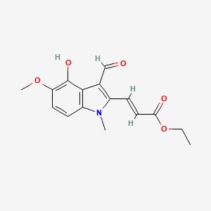 ethyl (E)-3-(3-formyl-4-hydroxy-5-methoxy-1-methyl-1H-indol-2-yl)acrylate