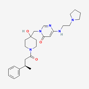 (R)-3-((4-Hydroxy-1-(3-phenylbutanoyl)piperidin-4-yl)methyl)-6-((2-(pyrrolidin-1-yl)ethyl)amino)pyrimidin-4(3H)-one