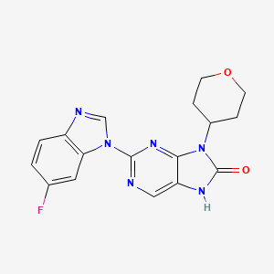 2-(6-fluoro-1H-benzo[d]imidazol-1-yl)-9-(tetrahydro-2H-pyran-4-yl)-7H-purin-8(9H)-one