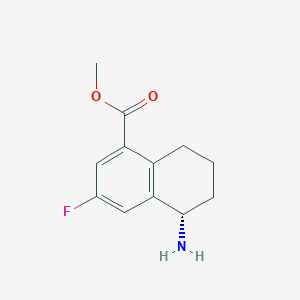 molecular formula C12H14FNO2 B12970604 Methyl (s)-5-amino-3-fluoro-5,6,7,8-tetrahydronaphthalene-1-carboxylate hydrochloride 