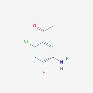 molecular formula C8H7ClFNO B12970610 1-(5-Amino-2-chloro-4-fluorophenyl)ethan-1-one 