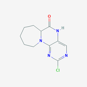 molecular formula C11H13ClN4O B12970637 2-Chloro-6a,7,8,9,10,11-hexahydroazepino[2,1-h]pteridin-6(5H)-one 