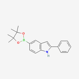 molecular formula C20H22BNO2 B12970740 2-phenyl-5-(4,4,5,5-tetramethyl-1,3,2-dioxaborolan-2-yl)-1H-indole 