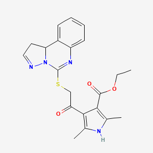 Ethyl 4-(2-((1,10b-dihydropyrazolo[1,5-c]quinazolin-5-yl)thio)acetyl)-2,5-dimethyl-1H-pyrrole-3-carboxylate