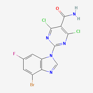 2-(4-Bromo-6-fluoro-1H-benzo[d]imidazol-1-yl)-4,6-dichloropyrimidine-5-carboxamide