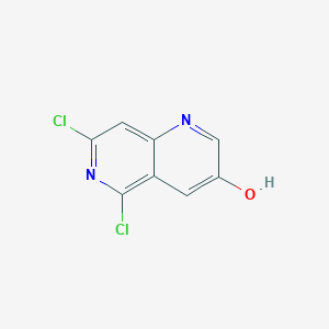 molecular formula C8H4Cl2N2O B12970787 5,7-Dichloro-1,6-naphthyridin-3-ol 