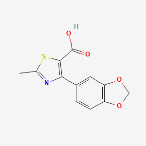 molecular formula C12H9NO4S B12971076 4-(Benzo[d][1,3]dioxol-5-yl)-2-methylthiazole-5-carboxylic acid 