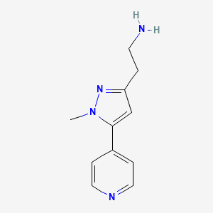 molecular formula C11H14N4 B12971101 2-(1-Methyl-5-(pyridin-4-yl)-1H-pyrazol-3-yl)ethan-1-amine 