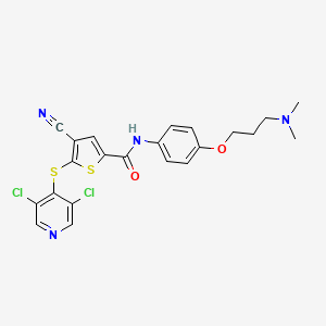 4-Cyano-5-((3,5-dichloropyridin-4-yl)thio)-n-(4-(3-(dimethylamino)propoxy)phenyl)thiophene-2-carboxamide