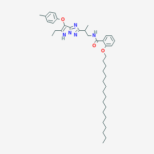 B129716 N-(2-(6-ethyl-7-(4-methylphenoxy)-1H-pyrazolo(1,5-b)(1,2,4)triazol-2-yl)propyl)-2-octadecyloxybenzamide CAS No. 142859-67-4