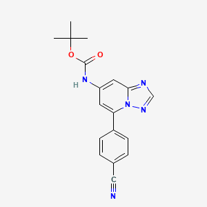 molecular formula C18H17N5O2 B12971658 Tert-butyl (5-(4-cyanophenyl)-[1,2,4]triazolo[1,5-a]pyridin-7-yl)carbamate 