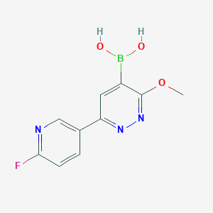 molecular formula C10H9BFN3O3 B12972060 (6-(6-Fluoropyridin-3-yl)-3-methoxypyridazin-4-yl)boronic acid 