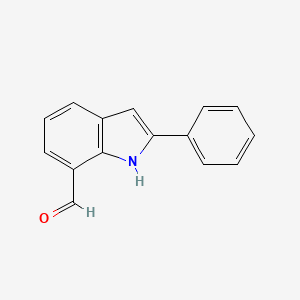 molecular formula C15H11NO B12972410 2-Phenyl-1H-indole-7-carbaldehyde 