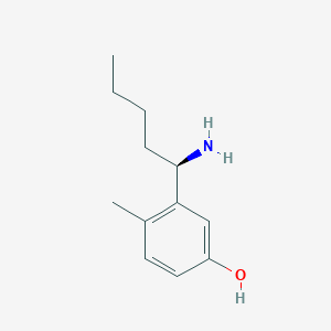 molecular formula C12H19NO B12973180 (R)-3-(1-Aminopentyl)-4-methylphenol 