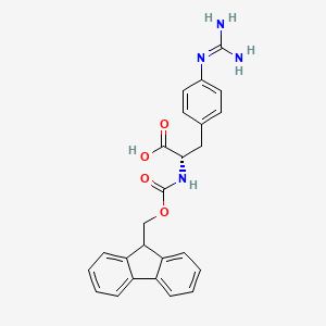 molecular formula C25H24N4O4 B12973245 (S)-2-((((9H-Fluoren-9-yl)methoxy)carbonyl)amino)-3-(4-guanidinophenyl)propanoic acid 