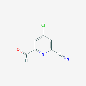 molecular formula C7H3ClN2O B12973331 4-Chloro-6-formylpyridine-2-carbonitrile 