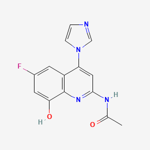 N-(6-Fluoro-8-hydroxy-4-(1H-imidazol-1-yl)quinolin-2-yl)acetamide