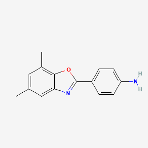 molecular formula C15H14N2O B1297381 4-(5,7-Dimethyl-1,3-benzoxazol-2-yl)aniline CAS No. 293738-18-8