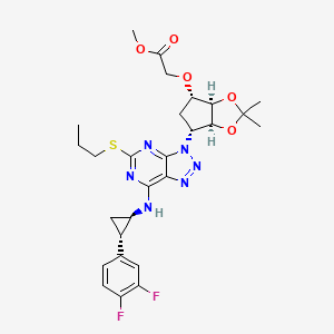 Methyl 2-(((3aR,4S,6R,6aS)-6-(7-(((1R,2S)-2-(3,4-difluorophenyl)cyclopropyl)amino)-5-(propylthio)-3H-[1,2,3]triazolo[4,5-d]pyrimidin-3-yl)-2,2-dimethyltetrahydro-3aH-cyclopenta[d][1,3]dioxol-4-yl)oxy)acetate