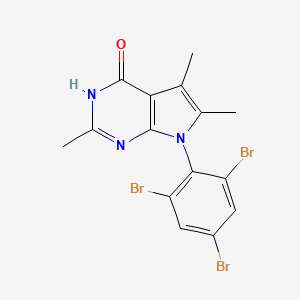 molecular formula C15H12Br3N3O B12975933 2,5,6-Trimethyl-7-(2,4,6-tribromophenyl)-3H-pyrrolo[2,3-d]pyrimidin-4(7H)-one 