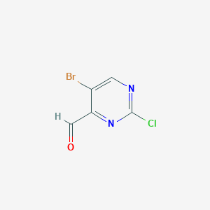 molecular formula C5H2BrClN2O B12975965 5-Bromo-2-chloropyrimidine-4-carbaldehyde 