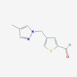 molecular formula C10H10N2OS B12975993 4-((4-Methyl-1H-pyrazol-1-yl)methyl)thiophene-2-carbaldehyde 