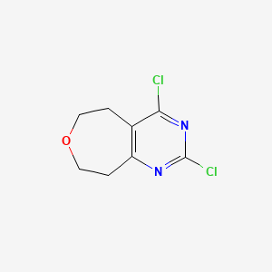 molecular formula C8H8Cl2N2O B12976015 2,4-Dichloro-5,6,8,9-tetrahydrooxepino[4,5-D]pyrimidine 