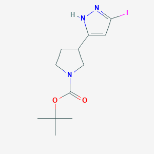 molecular formula C12H18IN3O2 B12976026 tert-Butyl 3-(5-iodo-1H-pyrazol-3-yl)pyrrolidine-1-carboxylate 