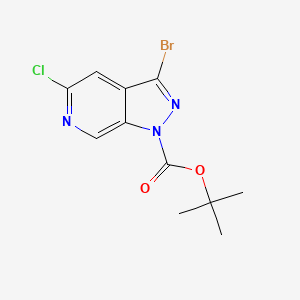 molecular formula C11H11BrClN3O2 B12976037 tert-Butyl 3-bromo-5-chloro-1H-pyrazolo[3,4-c]pyridine-1-carboxylate 