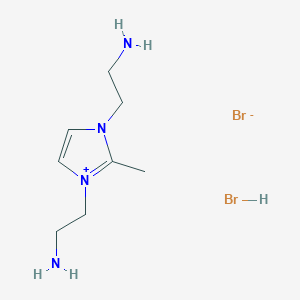 molecular formula C8H18Br2N4 B12976049 1,3-Bis(2-aminoethyl)-2-methyl-1H-imidazol-3-ium bromide hydrobromide 