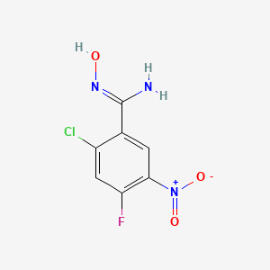 molecular formula C7H5ClFN3O3 B12976073 2-Chloro-4-fluoro-N-hydroxy-5-nitrobenzimidamide 