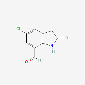 molecular formula C9H6ClNO2 B12976079 5-Chloro-2-oxoindoline-7-carbaldehyde 