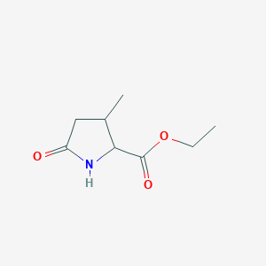 molecular formula C8H13NO3 B12976142 Ethyl 3-methyl-5-oxopyrrolidine-2-carboxylate 