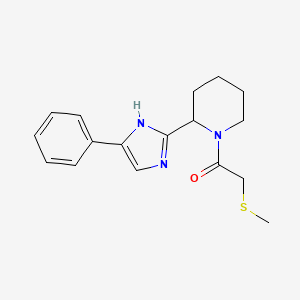 molecular formula C17H21N3OS B12976173 2-(Methylthio)-1-(2-(4-phenyl-1H-imidazol-2-yl)piperidin-1-yl)ethanone 