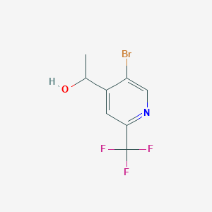 molecular formula C8H7BrF3NO B12976253 1-[5-Bromo-2-(trifluoromethyl)-4-pyridyl]ethanol 