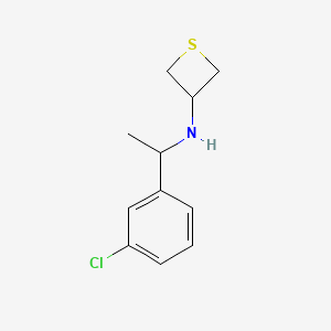 molecular formula C11H14ClNS B12976309 N-(1-(3-Chlorophenyl)ethyl)thietan-3-amine 